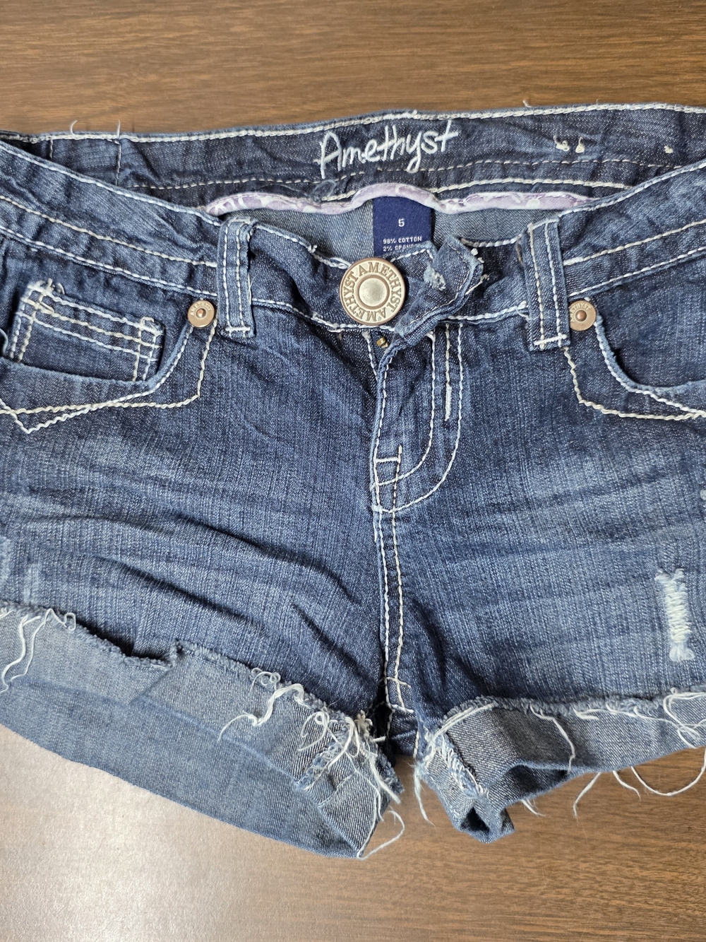 Amethyst Jeans Women's Dark Blue Denim Cutoff Shorts